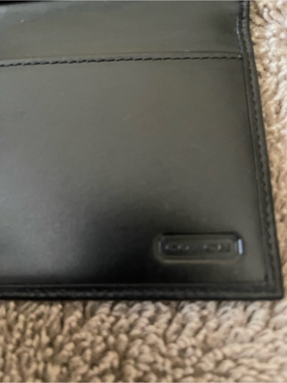 Coach Black Leather Card & Key Holder with Logo Tab